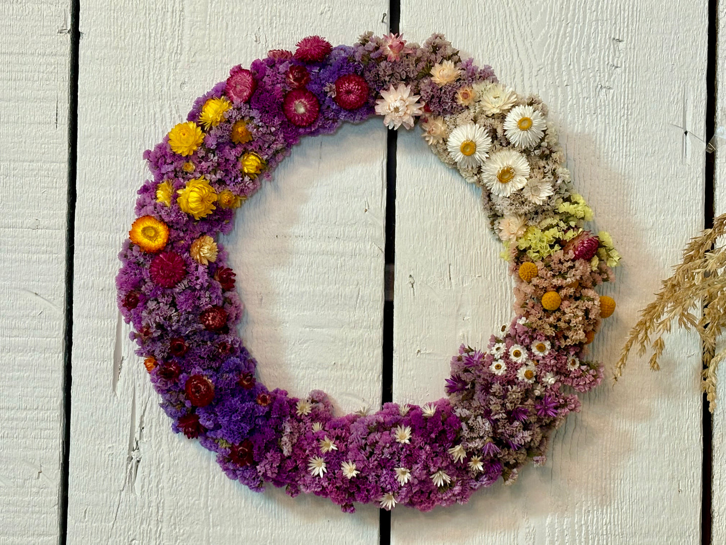 Seasonal dried flower wreaths